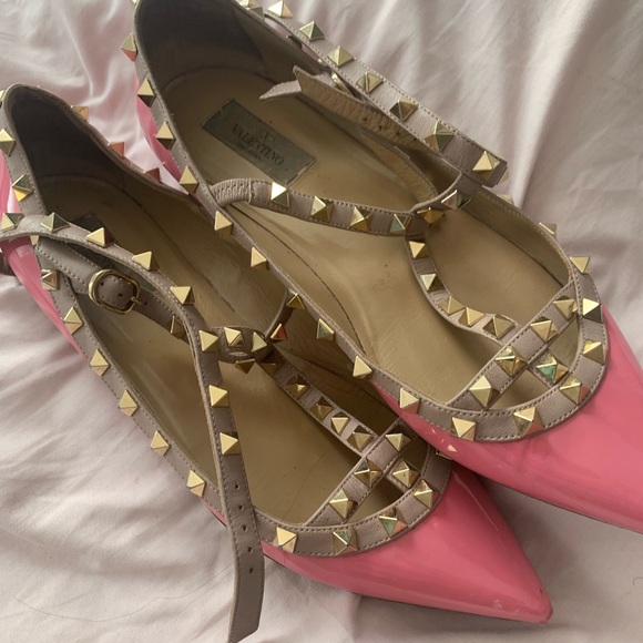 Pink Valentino Rockstud flats - Picture 1 of 4